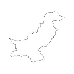 Fototapeta premium Map of Pakistan territories, featuring states and borders. An outline design without regions, isolated on a white background. Highly detailed illustration Middle East