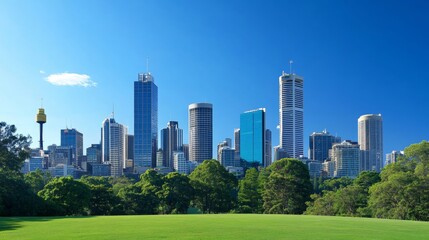 Fototapeta premium beautiful green park with buildings in the background