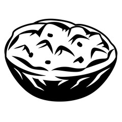 Black and white illustration of a delicious bowl of vegetable salad