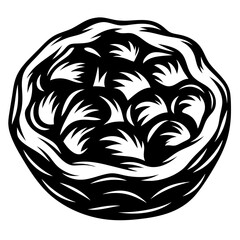 Abstract circular design featuring intricate swirling patterns in black and white style