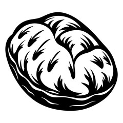 Striking Black and White Graphic Illustration of a Loaf of Bread