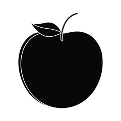 Nectarine Silhouette with Pit on White Background