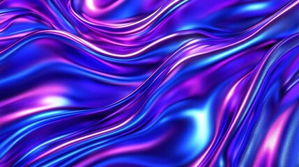 Obraz premium Dynamic, iridescent fabric waves of vibrant purple and blue.