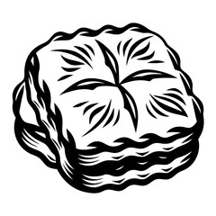 Stylized Woodcut Illustration of a Muffin Top or a Crumpled Paper Ball