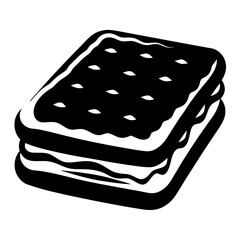 Deliciouslooking monochrome sandwich cookie with a creamy center, perfect for snacking