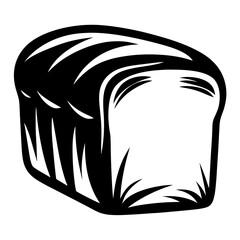 Stylized Loaf of Bread with Thick Black Outlines and White Fill
