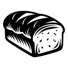 Monochrome Illustration of a Loaf of Multigrain Bread Freshly Baked