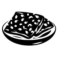Abstract Black and White Plate of Food with Unique Markings Graphic