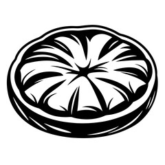 Monochrome vector illustration of a cross section of a citrus fruit