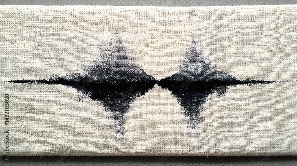 Poster monochrome abstract artwork with sound wave design on canvas