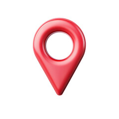 red 3D map pin icon with glossy finish, symbolizing location or navigation. design is simple and modern, often used in digital maps and applications to indicate specific point or address