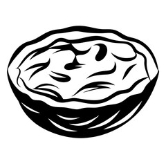 Abstract graphic representation of an open clam or geoduck in black and white