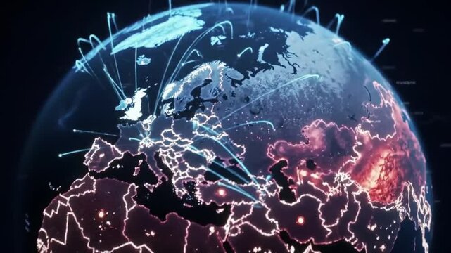 Digital Network Connection on Globe &ndash; Global Communication Links Between Countries