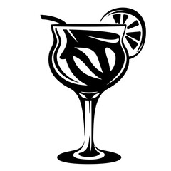 Stylized illustration of a refreshing cocktail with a citrus fruit garnish