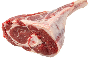 Raw whole lamb leg isolated on transparent background
