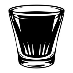 Stylized black and white shot glass illustration with abstract designs inside the glass © PixelArtBox