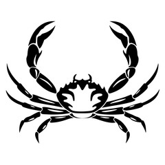 Monochrome crab illustration showcasing its claws and intricate shell structure artwork