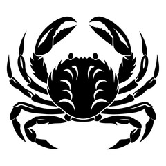 Striking Black Crab Illustration on White Background with Bold Claws and Legs