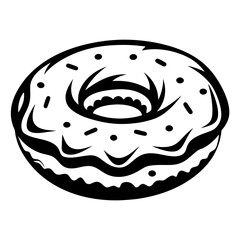 Delicious Black and White Donut with Sprinkles Illustration for Prints and More