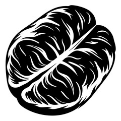 Stylized Black and White Coffee Bean Graphic Illustration for Packaging Design