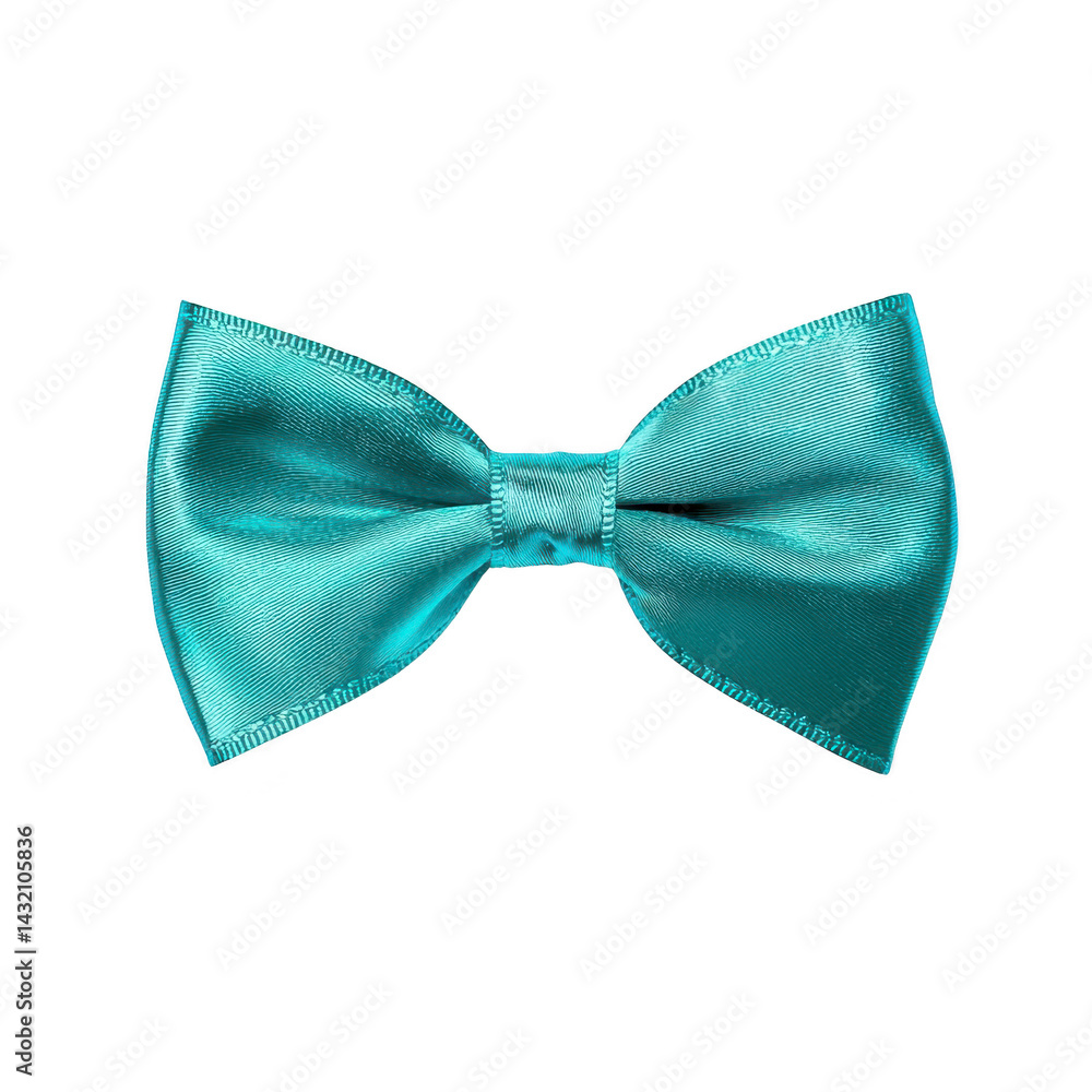 Poster shiny turquoise bow tie with smooth satin texture, perfect for formal occasions or adding touch of e