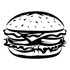 Bold minimalist graphic burger artwork in black and white illustration style