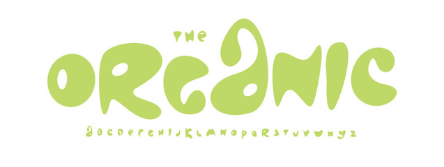 Organic bubble font with playful rounded letters. Friendly alphabet for eco products, kids design, food branding, packaging, wellness logos. Melted typeface. Vector typeset © artyway