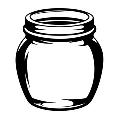 Vector image of empty glass jar with a decorative outline design