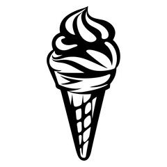 Elegant black and white ice cream cone vector illustration design artwork