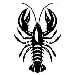 Dramatic black and white depiction of a stylized lobster design