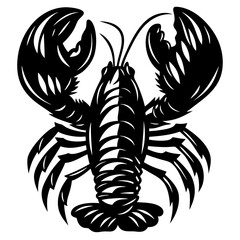 Monochrome vector illustration of a lobster in a graphic design style