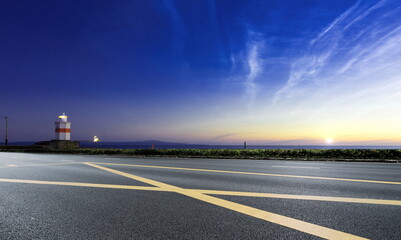 Fototapeta premium sunset over the road view beach landscape outdoor travel