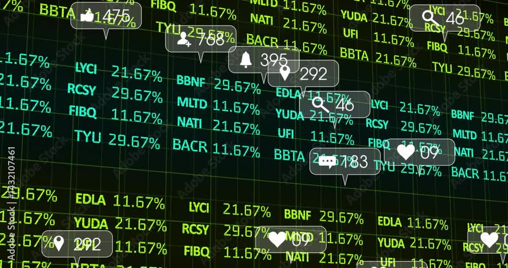 Poster digital dashboard animating neon grid, displaying alphanumeric codes, percentages and gui icons