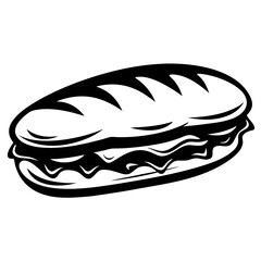 Monochromatic illustration of a filled sandwich, perfect for a lunch break
