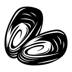 Two abstract shapes with swirling black lines creating a dynamic composition