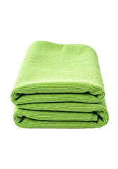 A neatly folded light green microfiber cloth with a textured surface, isolated on a transparent background.