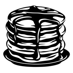 Stack of Black and White Pancakes with Syrup on a Plate Graphic