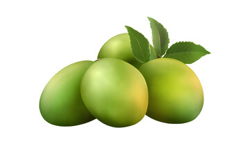 Obraz premium Green mangoes, transparent background