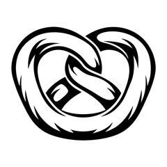 Monochrome illustration of a salty pretzel snack with a bold outline