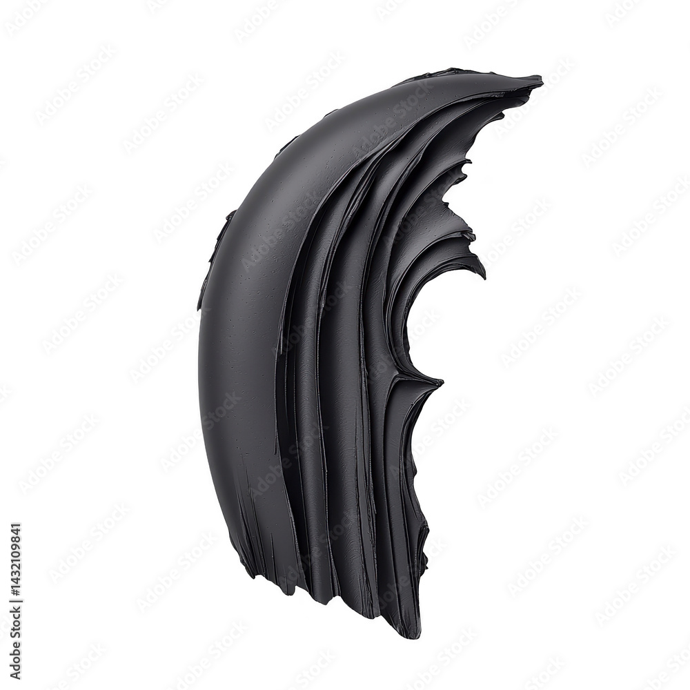 Poster this features textured black paint smear with glossy finish, showcasing dynamic curves and ridges. a