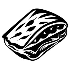 Detailed vector image of a delicious club sandwich in black and white