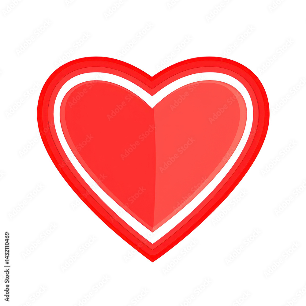 Poster red heart symbol with bold outline, representing love and affection, is depicted in this image. hear