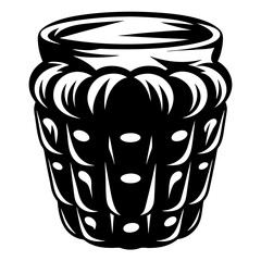 Stylized Black and White Artichoke Head Illustration on a White Background