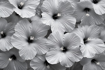 Fototapeta premium Close-up Photograph of Multiple Gray-Scale Hibiscus Flowers