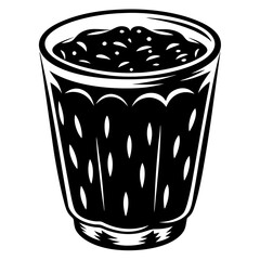 Monochrome Glass of Coffee with Detailed Design and Heavy Outline Style