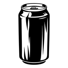 Monochrome illustration of a generic beverage can with a minimalist design