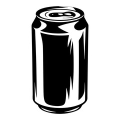 Monochrome illustration of a stylized aluminum beverage can on a white background