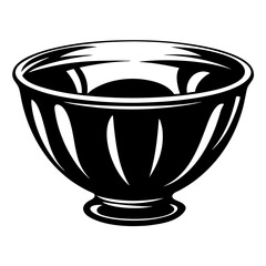 Stylized black and white illustration of a serving bowl with pedestal base