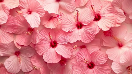 Obraz premium Close-up Photograph of Multiple Light Pink Hibiscus Blossoms