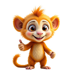 Obraz premium Cute orange cartoon monkey with a thumbs up